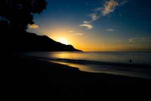 sonnenuntergang karibik strand